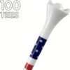 USA Flag Patterned Bamboo/Wood Golf Tees (3-1/4" & 2-3/4") | High Durability & Eco-Friendly